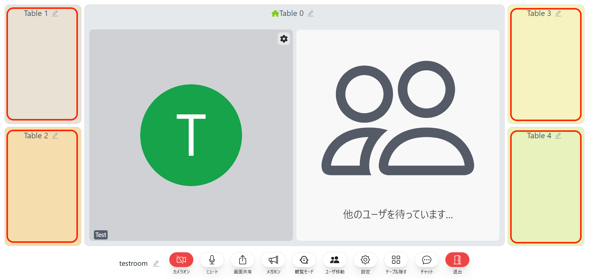 テーブルの様子